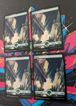 MTG 4 x * FULL ART * Streets of New Capenna FOREST #281 NM - Image 1
