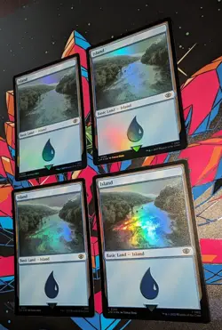 MTG 4 x *FOIL * Lord Of The Rings ISLAND #264 NM - Image 1