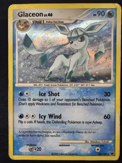 Pokemon TCG: 2008 Majestic Dawn Glaceon 20/100 Holo Rare MP Partial Swirl 🌀 - Image 1