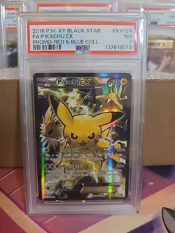 2016 PM XY Black Star FA/ Pikachu EX Promo - Red & Blue #XY124 NM PSA 7 - Image 1