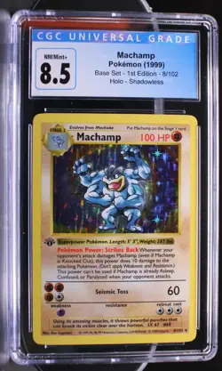 Pokemon ~ Base Set 1st Edition ~ Machamp ~ Shadowless ~ CGC 8.5 ~ #8 - Image 1