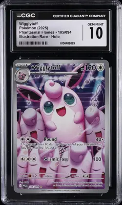 2025 POKEMON PHANTASMAL FLAMES #105 WIGGLYTUFF CGC 10 GEM MINT - Image 1