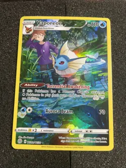 Pokemon TCG Vaporeon TG02/TG30 Brilliant Stars Trainer Gallery Art Rare LP B - Image 1