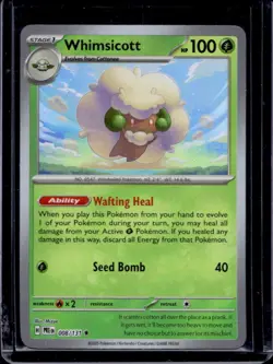 2025 Pokemon SV Prismatic Evolutions PRE EN Whimsicott Master Ball Holo #008/131 - Image 1