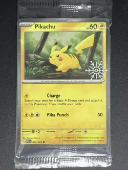 Pikachu 025/165 SEALED & Stamped Promo Holiday Calendar Pokemon Card TCG - Image 1