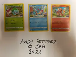 Pokemon TCG Kanto Starter Trio Black Star Promo Card Set Pokemon GO Stamped - Image 1