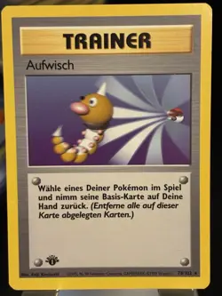AUFWISCH 1999 GERMAN POKEMON BASE SET RARE TRAINER CARD 78/102 - Image 1