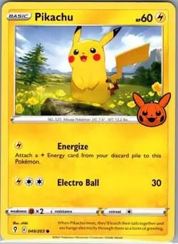 Pikachu 049/203 Non Holo Trick or Trade BOOster Bundle - Pokemon Card - NM - Image 1