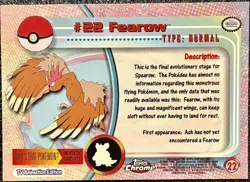 FEAROW #22, Series 1 - 2000, Topps TV Animation Edition Chrome Pokemon Card - Image 4