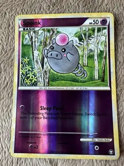 2010 Pokemon TCG HGSS Triumphant Spoink Reverse Holo Rare 77/102 LP - Image 1