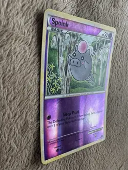 2010 Pokemon TCG HGSS Triumphant Spoink Reverse Holo Rare 77/102 LP - Image 4
