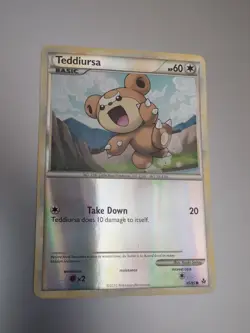 Pokemon Teddiursa Reverse Holo Card 65/95 Unleashed Series - Image 2