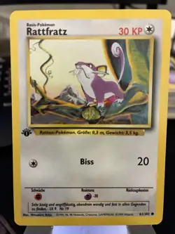 Pokemon Rattfratz Rattata German 61/102 1st Edition Base Set 💎Pack Fresh NM +💎 - Image 1