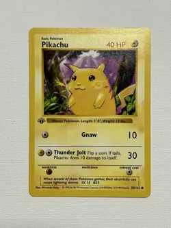 Pikachu 1st Edition Base Set Shadowless Yellow Cheeks VLP/NM- Pokemon TCG - Image 1