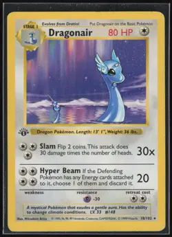 Pokemon TCG Base Set (Shadowless) #018/102 Dragonair - Image 1