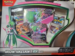 Pokemon TCG Iron Valiant EX Box Includes (4)Booster Packs (3)Promos (1) Oversize - Image 1