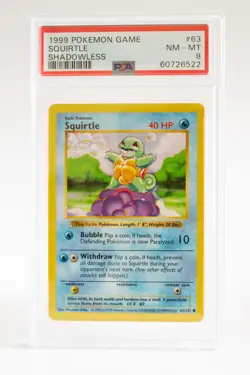 Pokemon 1999 Base Set Shadowless Squirtle [PSA 8] - Image 1