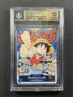 One Piece Cards BGS 10 Monkey.D.Luffy Silver Foil 2023 Championship P-033 - Image 1