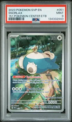 2023 POKEMON SVP 151 POKEMON CENTER ELITE TRAINER BOX PROMO #051 SNORLAX PSA 9 - Image 1
