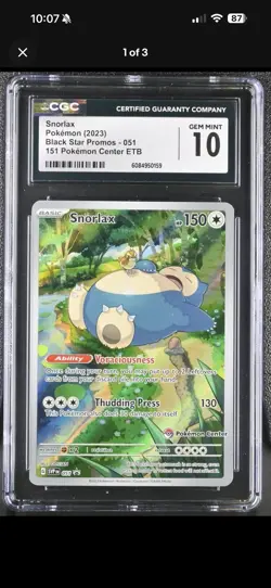 2023 POKEMON 151 POKEMON CENTER ELITE TRAINER BOX PROMO SVP #051 SNORLAX CGC 10 - Image 1