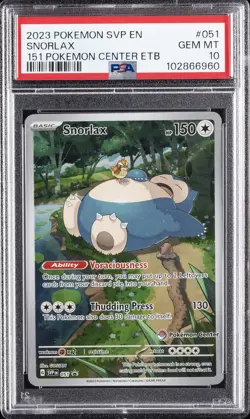 2023 POKEMON 151 POKEMON CENTER ELITE TRAINER BOX PROMO SVP #051 SNORLAX PSA 10 - Image 1