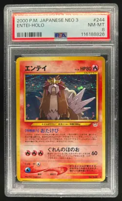 2001 Pokemon Neo Awakening Legends (Japanese) Entei Holo #244 PSA 8 - Image 1