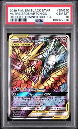 2019 POKEMON SM BLACK STAR PROMO FULL ART/MOLTRES & ZAPDOS & ARTICUNO GX PSA 10 - Image 1