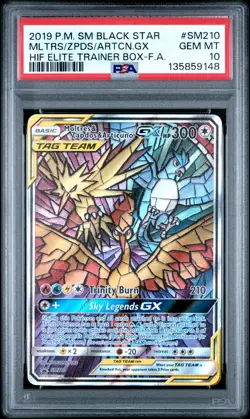 2019 POKEMON SM BLACK STAR PROMO FULL ART/MOLTRES & ZAPDOS & ARTICUNO GX PSA 10 - Image 1