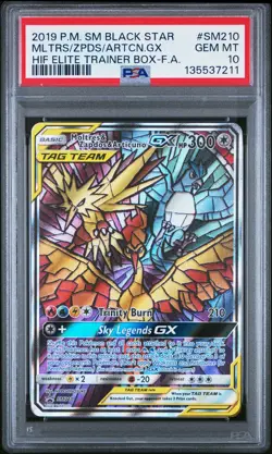 2019 POKEMON SM BLACK STAR PROMO FULL ART/MOLTRES & ZAPDOS & ARTICUNO GX PSA 10 - Image 1