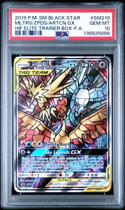 2019 POKEMON SM BLACK STAR PROMO FULL ART/MOLTRES & ZAPDOS & ARTICUNO GX PSA 10 - Image 1