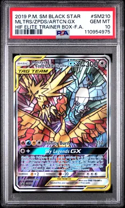 2019 POKEMON SM BLACK STAR PROMO FULL ART/MOLTRES & ZAPDOS & ARTICUNO GX PSA 10 - Image 1
