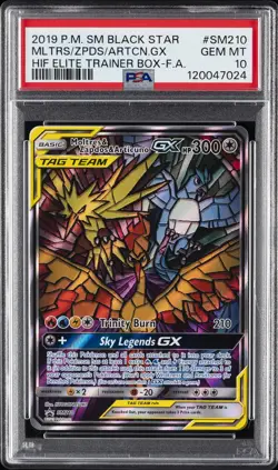 2019 POKEMON SM BLACK STAR PROMO FULL ART/MOLTRES & ZAPDOS & ARTICUNO GX PSA 10 - Image 1