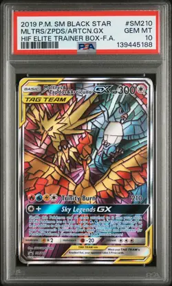 2019 POKEMON SM BLACK STAR PROMO FULL ART/MOLTRES & ZAPDOS & ARTICUNO GX PSA 10 - Image 1