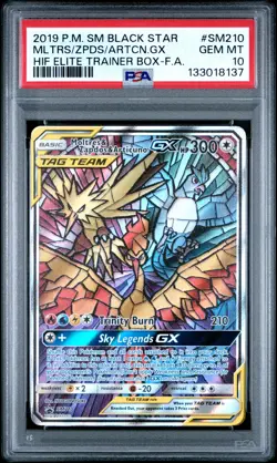 2019 POKEMON SM BLACK STAR PROMO FULL ART/MOLTRES & ZAPDOS & ARTICUNO GX PSA 10 - Image 1