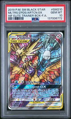 2019 POKEMON SM BLACK STAR PROMO FULL ART/MOLTRES & ZAPDOS & ARTICUNO GX PSA 10 - Image 1