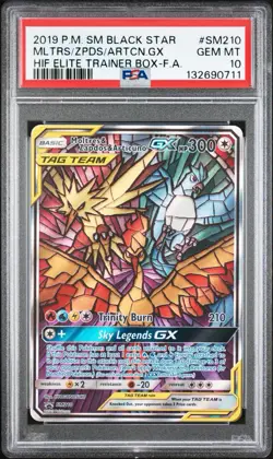 2019 POKEMON SM BLACK STAR PROMO FULL ART/MOLTRES & ZAPDOS & ARTICUNO GX PSA 10 - Image 1
