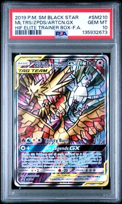 2019 POKEMON SM BLACK STAR PROMO FULL ART/MOLTRES & ZAPDOS & ARTICUNO GX PSA 10 - Image 1