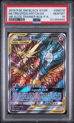 2019 POKEMON SM BLACK STAR PROMO FULL ART/MOLTRES & ZAPDOS & ARTICUNO GX PSA 10 - Image 1