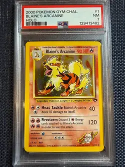 Blaine's Arcanine 1 PSA 7 2000 Pokemon Gym Challenge holo NM vintage pokemon - Image 1