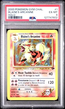 2000 POKEMON GYM CHALLENGE HOLO #1 BLAINE'S ARCANINE PSA 6 - Image 1