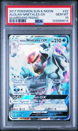 2017 POKEMON SUN & MOON GUARDIANS RISING #22 ALOLAN NINETALES GX PSA 10 - Image 1
