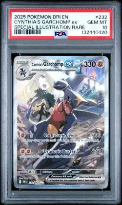 2025 POKEMON DRI EN-DESTINED RIVALS #232 CYNTHIA'S GARCHOMP EX PSA 10 GEM 0420 - Image 1