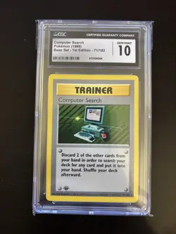 Pokemon Computer Search 071/102 Base Set 1st Ed CGC not PSA 10 - Image 1