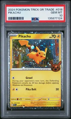 2024 POKEMON TRICK OR TRADE #018 PIKACHU PSA 10 - Image 1
