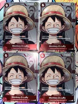 One Piece TCG Monkey.D.Luffy P-001 25th Anniversary (NM, Set of 4) - Image 1