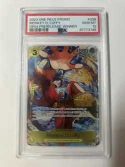 Monkey.D.Luffy (Pre-Release Tournament) (Winner) P-036 One Piece PSA 10 - Image 1