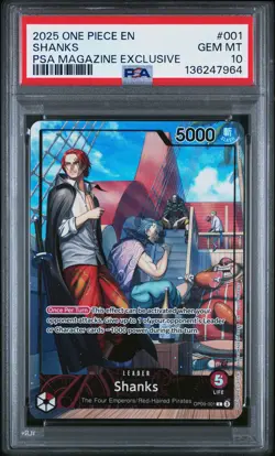 2025 ONE PIECE PROMOS PSA MAGAZINE EXCLUSIVE #001 SHANKS PSA 10 - Image 1