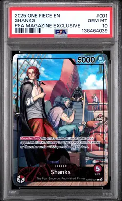 2025 ONE PIECE PROMOS PSA MAGAZINE EXCLUSIVE #001 SHANKS PSA 10 - Image 1