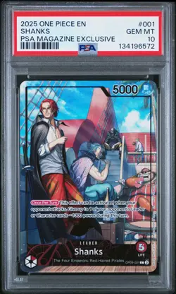 2025 ONE PIECE PROMOS PSA MAGAZINE EXCLUSIVE #001 SHANKS PSA 10 - Image 1