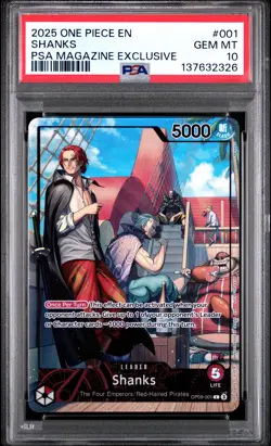 2025 ONE PIECE PROMOS PSA MAGAZINE EXCLUSIVE #001 SHANKS PSA 10 - Image 1